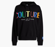 Bedruckter Hoodie aus Baumwoll-Jersey mit Applikationen