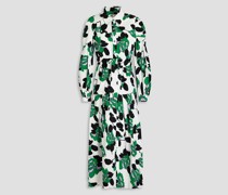 Hemdkleid aus Stretch-Baumwollpopeline inMidilänge mit floralem Print