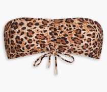 Florence Bandeau-Bikini-Oberteil mit Leopardenprint und Raffungen