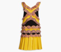 Ellen verziertes Kleid aus Crêpe de Chine inPatchwork-Optik