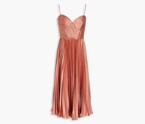 Allison pleated satin midi dress