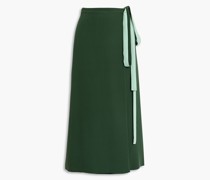 Silk-crepe midi wrap skirt