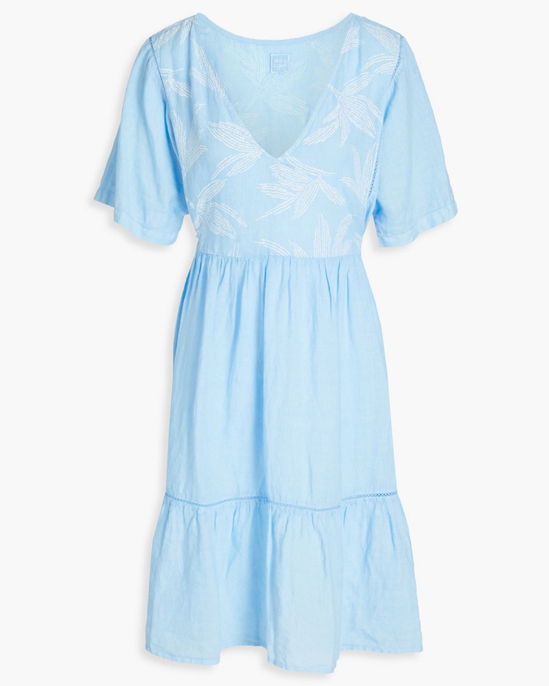 120% Lino Damen Gerafftes Kleid aus Leinen mit Glitter-Finish