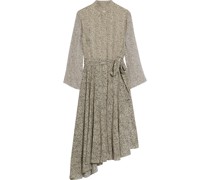 Asymmetrisches Kleid aus Crêpe de Chine und Chiffon mit Leopardenprint