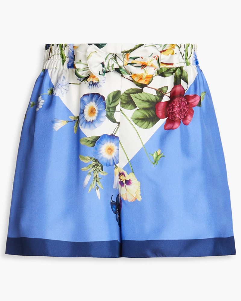 Oscar de la Renta Damen Shorts aus Seiden-Twill mit floralem Print