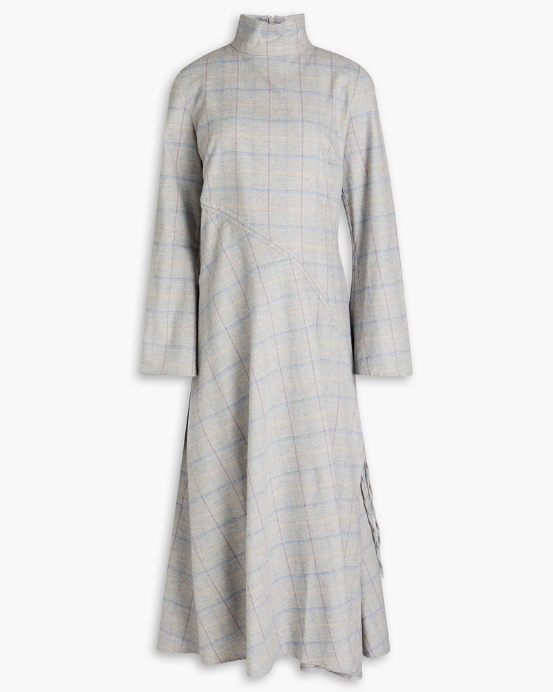 MYKKE HOFMANN Damen Kariertes Midikleid aus Flanell aus einer Baumwollmischung