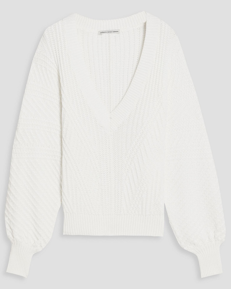 Autumn Cashmere Damen Pullover aus Baumwolle mit Zopfstrickmuster S