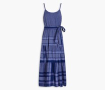 Rose Midikleid aus Baumwoll-Jacquard mit Raffung