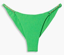 Bikini-Höschen aus Stretch-Seersucker mit Kettenverzierung
