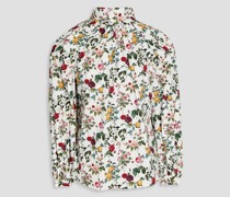 Bluse aus Popeline aus einer Baumwollmischung mit floralem Print und Cut-outs