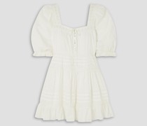Solana Minikleid aus Baumwolle mit Häkelbesatz und eingewebten Punkten