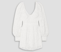 Gestuftes Minikleid aus Spitze aus einer Baumwollmischung