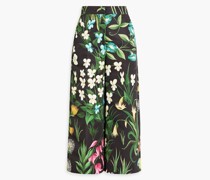 Culottes aus glänzendem Twill mit floralem Print