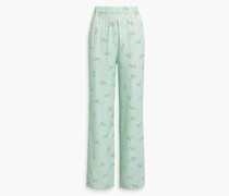 Pyjama-Hose aus Satin mit floralem Print