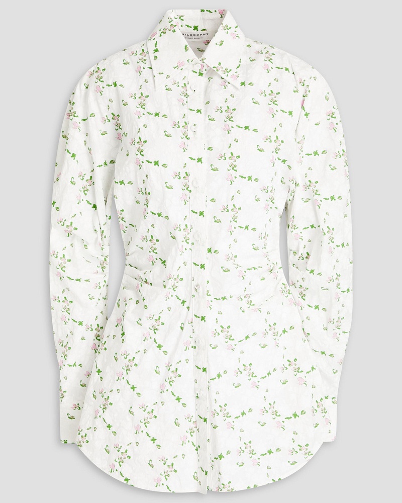 Philosophy Di Lorenzo Serafini Damen Hemd aus Baumwollpopeline mit floralem Print inKnitteroptik