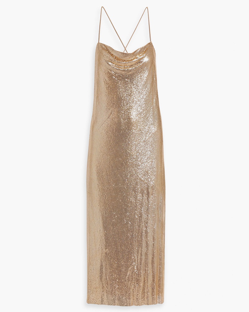 Alice + Olivia Damen Alice OliviaHarmony Midikleid aus Metall-Mesh mit Drapierung