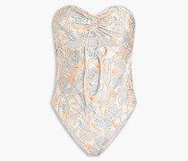 Monarca Bandeau-Badeanzug mit floralem Print und Cut-outs