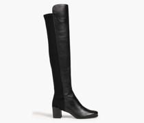City leather and neoprene over-the-knee boots