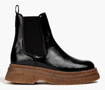 Chelsea-Boots aus strukturiertem Lackleder mit Plateau