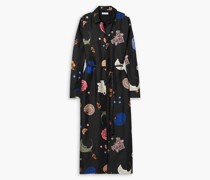 Hemdkleid aus Seiden-Twill inMidilänge mit Print S