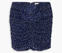Geraffter Minirock aus Stretch-Jersey mit Polka-Dots
