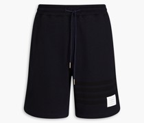 Gestreifte Shorts aus Baumwollfrottee mit Tunnelzug und Applikationen 1