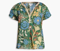 Geraffte Oberteil au Baumwolle mit floralem Print