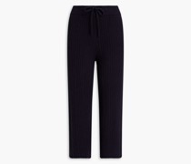 Gerippte Cropped Hoe mit weitem Bein au einer Baumwollmichung
