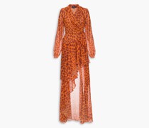 Margot Maxi-Wickelkleid aus Chiffon mit Print und Rüschen