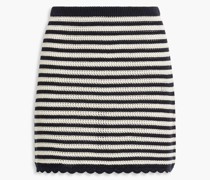 Gestreifter Mini-Strickrock aus Baumwolle inHäkeloptik