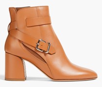 Buckled leather ankle boots