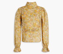 Lupin Bluse aus Baumwollpopeline mit floralem Print und Raffung