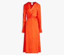 Mila Midikleid aus gehämmertem Satin mit Wickeleffekt