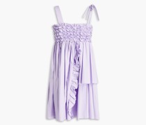 Minikleid aus Popeline aus einer Baumwollmischung mit Cut-outs und Rüschen