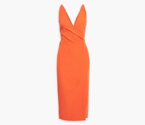 Midikleid aus Stretch-Crêpe mit Wickeleffekt