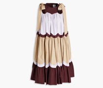 Gerafftes Kleid aus Baumwollpopeline inColour-Block-Optik