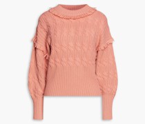 Pullover aus einer Woll-Kaschmirmischung mit Zopfstrickmuster und Fransen 00
