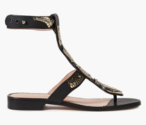 Sin appliquéd leather sandals