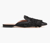 Slippers aus Satin mit Troddeln