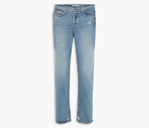 Helena distressed high-rise straight-leg jeans