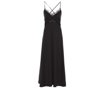Midikleid aus Seidensatin mit Spitzenbesatz