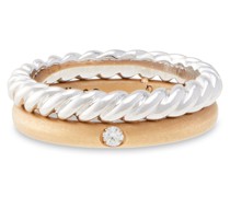 Ring aus 18 KT. Weißund Roségold mit Diamanten 51 mm