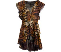 Dallas Mini-Wickelkleid aus Seiden-Crêpe mit Tigerprint