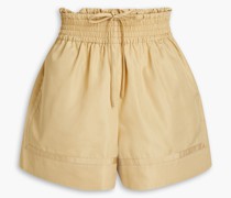 Geraffte Shorts aus Taft mit Satinbesatz