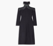 Midikleid aus Webstoff mit Cut-outs und Kristallverzierung