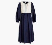 Ahannah zweifarbiges Midikleid aus Baumwollpopeline mit Raffung