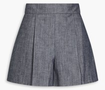Shorts aus Baumwoll-Chambray mit Falten