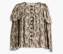 Geraffte Bluse aus Cady mit Print S