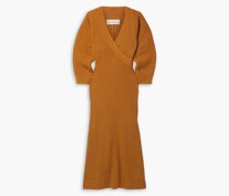 Samira Midikleid aus einer gerippten Baumwollmischung mit Wickeleffekt S
