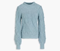 Svana Pullover aus gebürstetem Pointelle-Strick mit Pompons